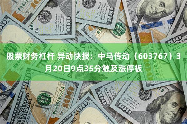 股票财务杠杆 异动快报：中马传动（603767）3月20日9点35分触及涨停板