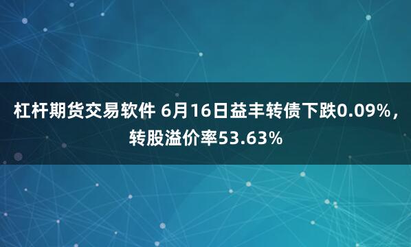 杠杆期货交易软件 6月16日益丰转债下跌0.09%，转股溢价率53.63%