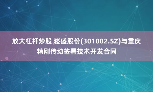 放大杠杆炒股 崧盛股份(301002.SZ)与重庆精刚传动签署技术开发合同