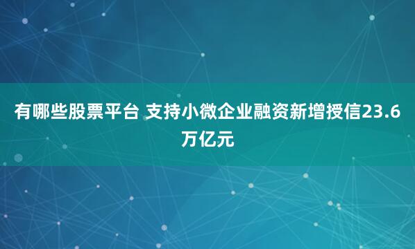 有哪些股票平台 支持小微企业融资新增授信23.6万亿元
