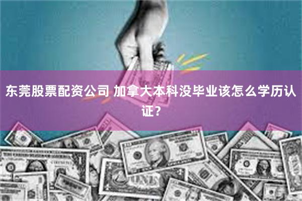 东莞股票配资公司 加拿大本科没毕业该怎么学历认证？